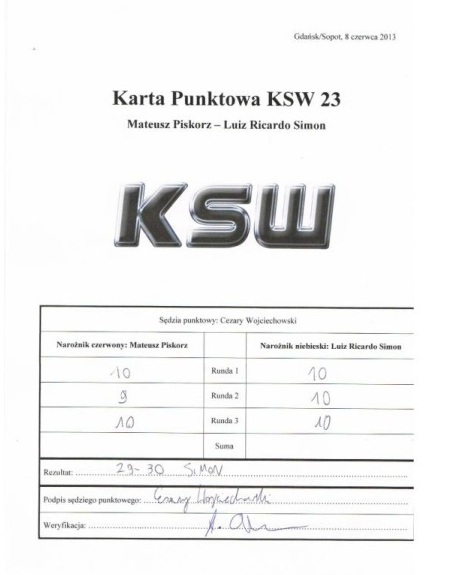 KSW 23 karty sędziowskie