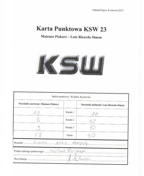 KSW 23 karty sędziowskie