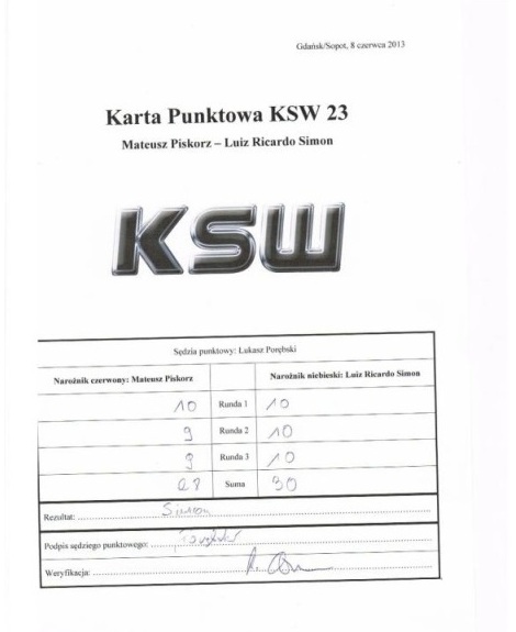 KSW 23 karty sędziowskie