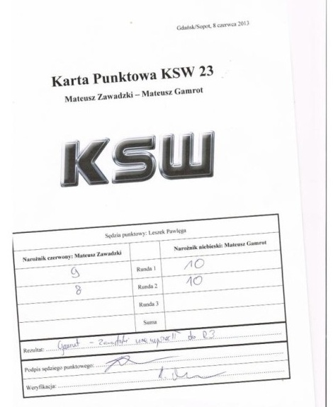 KSW 23 karty sędziowskie