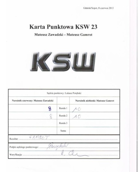 KSW 23 karty sędziowskie