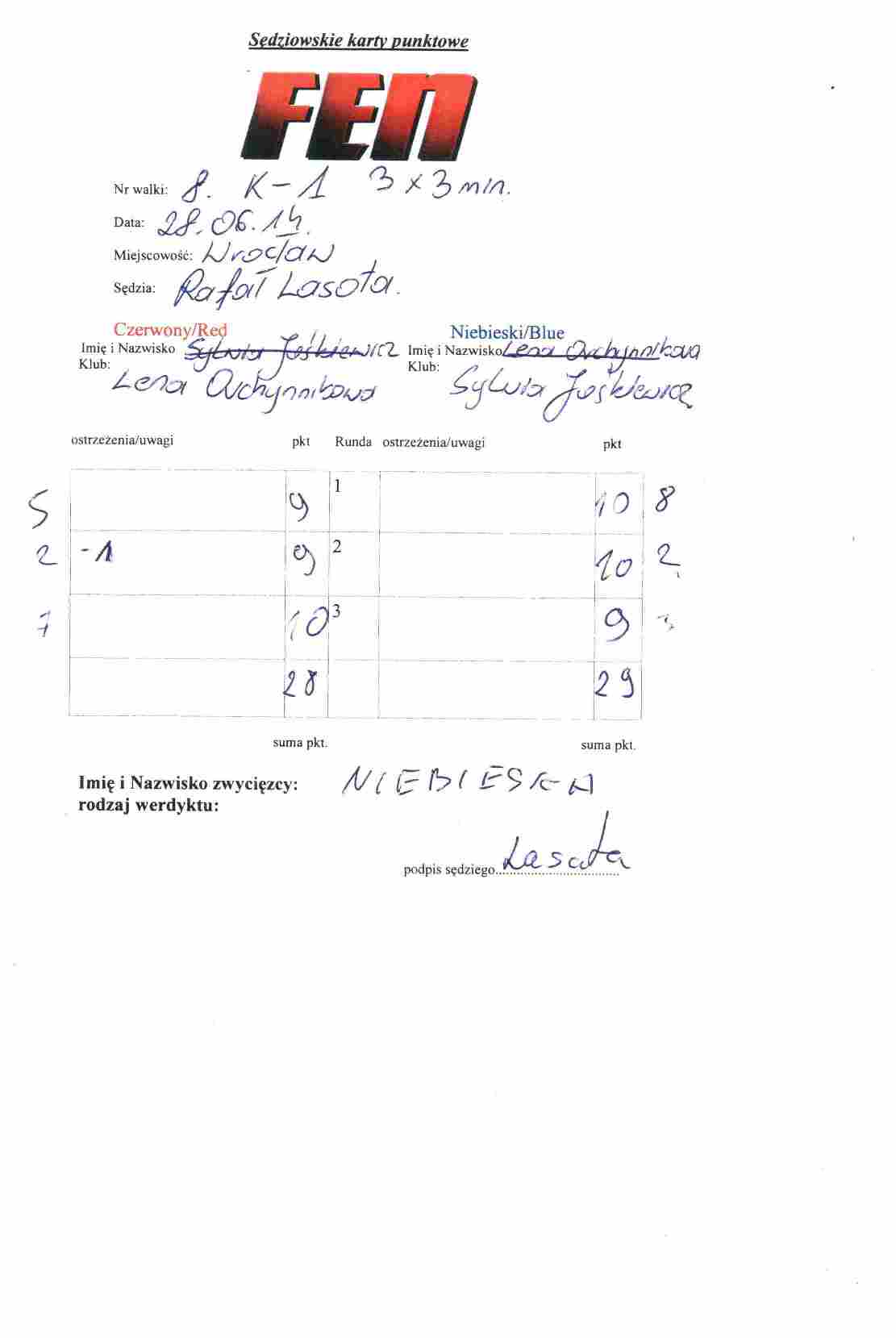 Karta sędziowska  Karta sędziowska