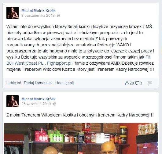 Facebook Michał Królik  Facebook Michał Królik
