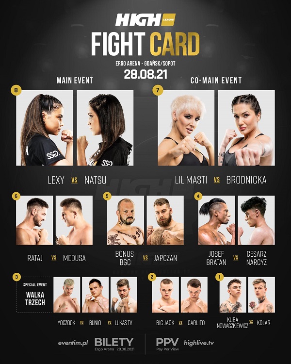 HIGH LEAGUE 1 fight card / karta walk