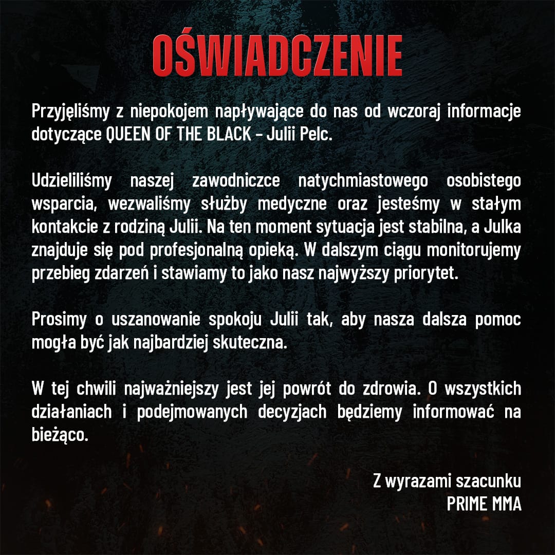 PRIME SHOW MMA - OŚWIADCZENIE PRIME SHOW MMA - OŚWIADCZENIE