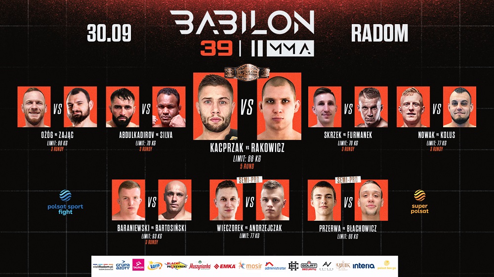 Babilon MMA 39 Karta walk / fightcard 