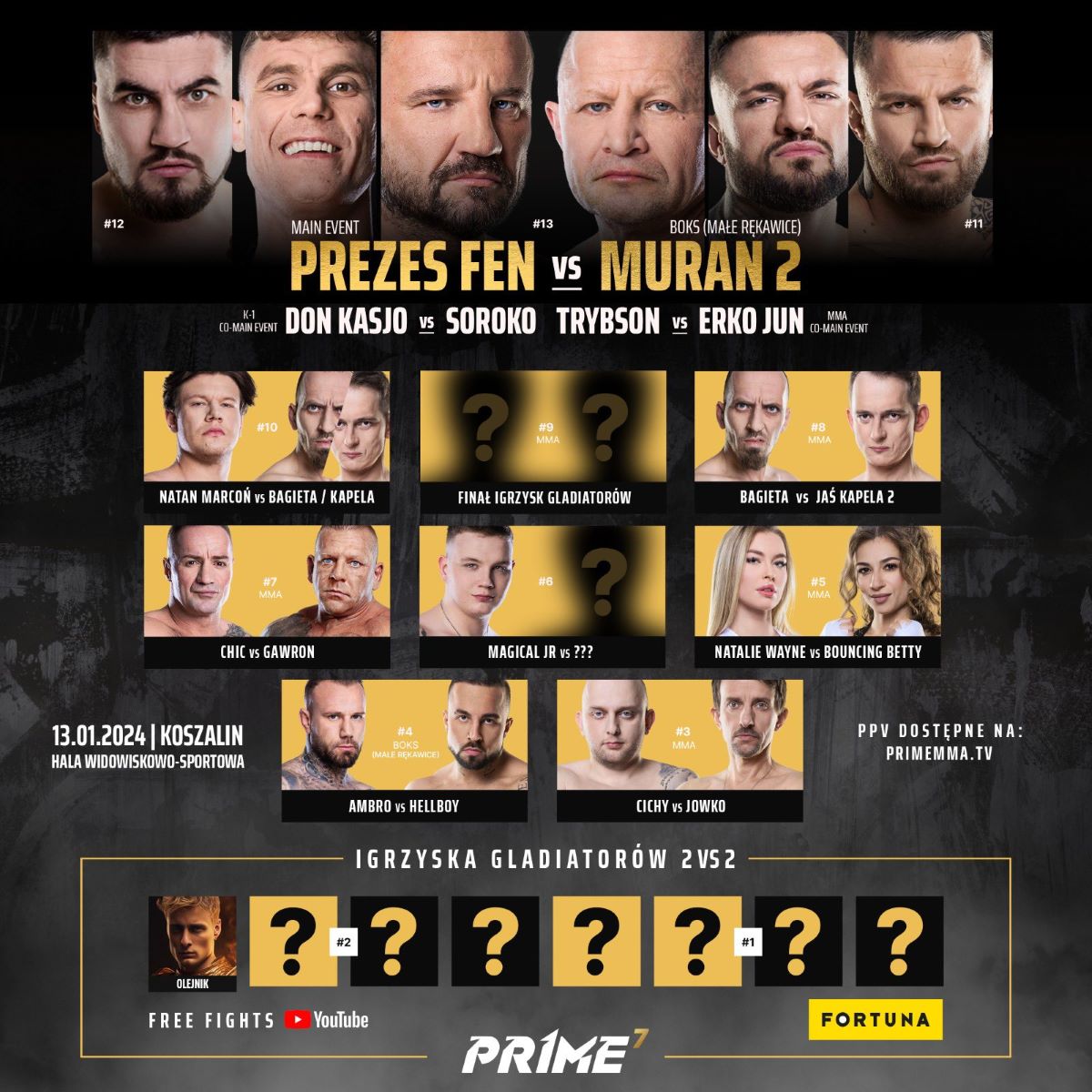 Prime Show MMA 7 - karta walk / fightcard 