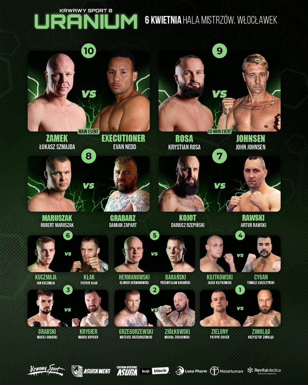 KRWAWY SPORT 8 - karta walk / fight card  KRWAWY SPORT 8 - karta walk / fight card
