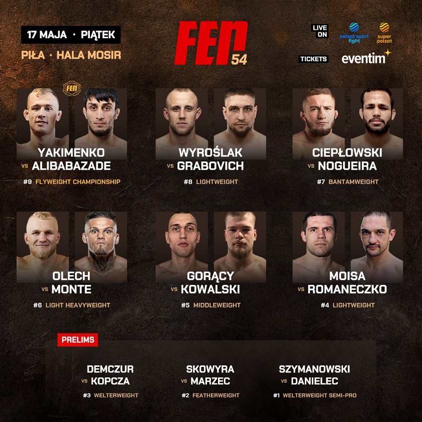 FEN 54 Piła - karta walk / fightcard  FEN 54 Piła - karta walk / fightcard