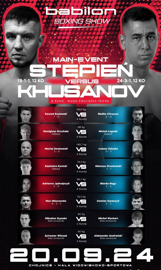 Babilon Boxing Show Chojnice - karta walk / fightcard Babilon Boxing Show Chojnice - karta walk / fightcard