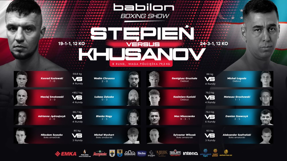 Babilon Boxing Show Chojnice - karta walk / fightcard