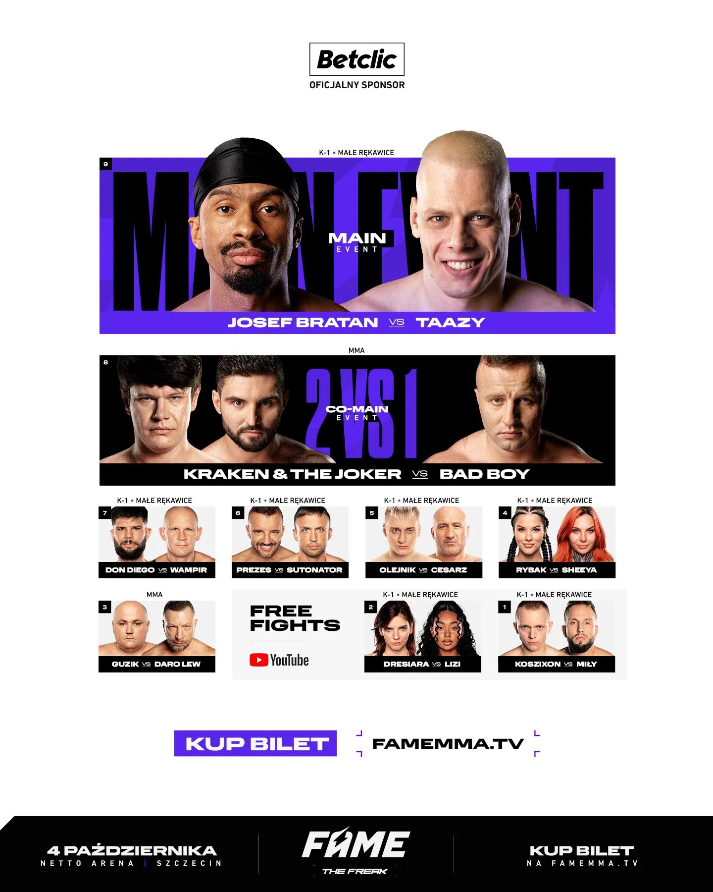 FAME THE FREAK - karta walk / fightcard  FAME THE FREAK - karta walk / fightcard
