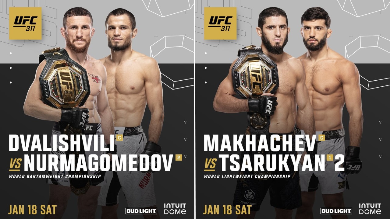 Makhachev vs Tsarukyan i Dvalishvilli vs Nurmagomedov na UFC 311